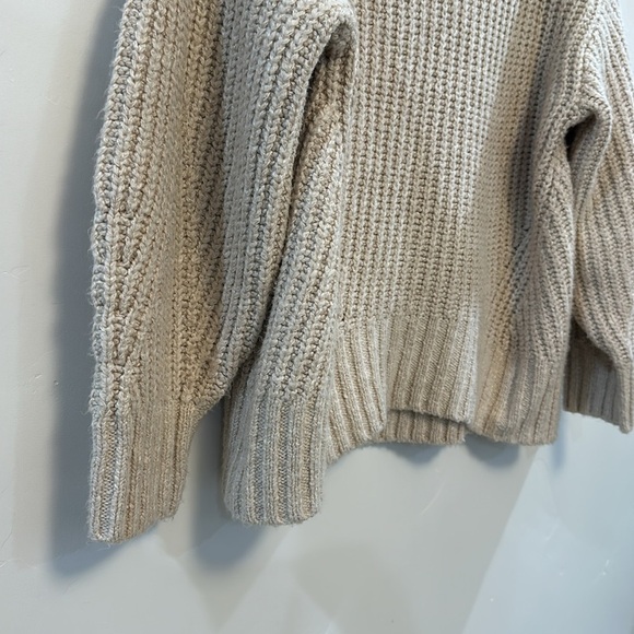 ANTHROPOLOGIE - MAEVE tan chunky knit the Dakota over size turtleneck sweater - Picture 7 of 11